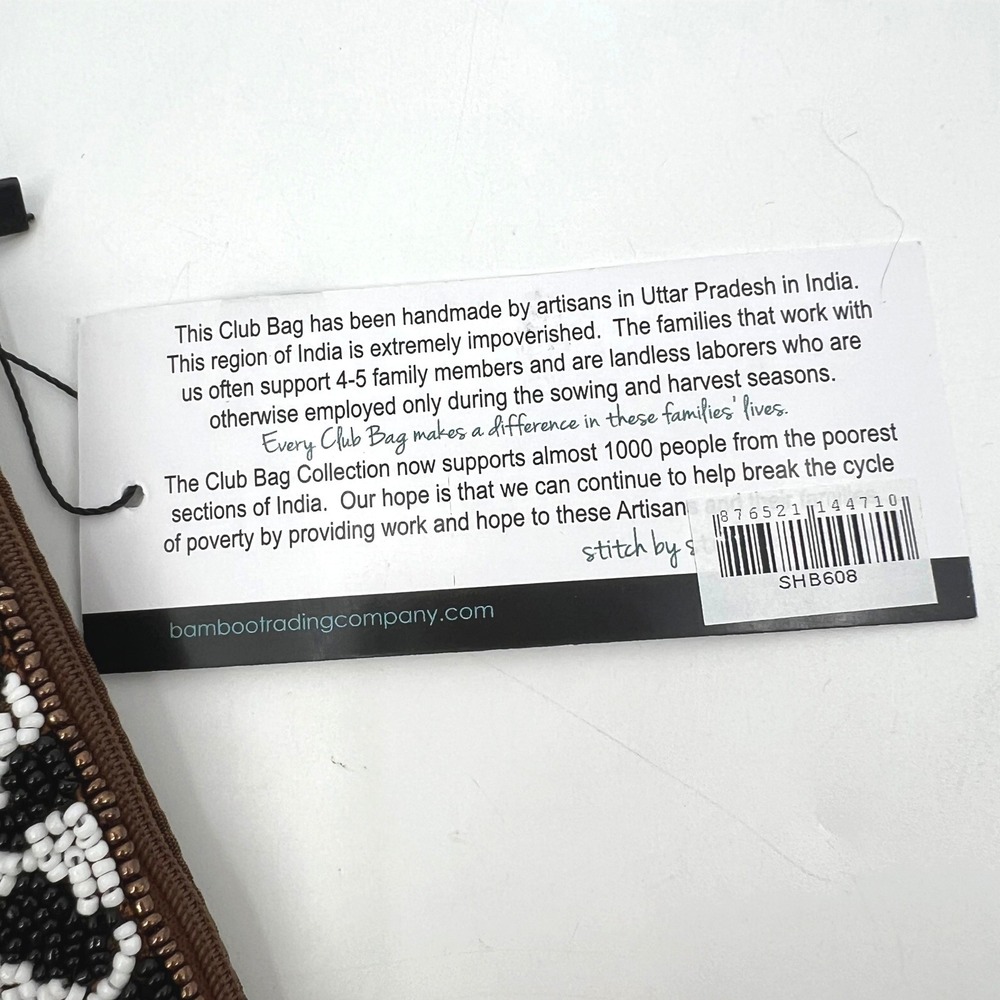 Bamboo Trading Company Tiger Club Bag Beaded Crossbody or Wristlet Phone Bag - Picture 6 of 8